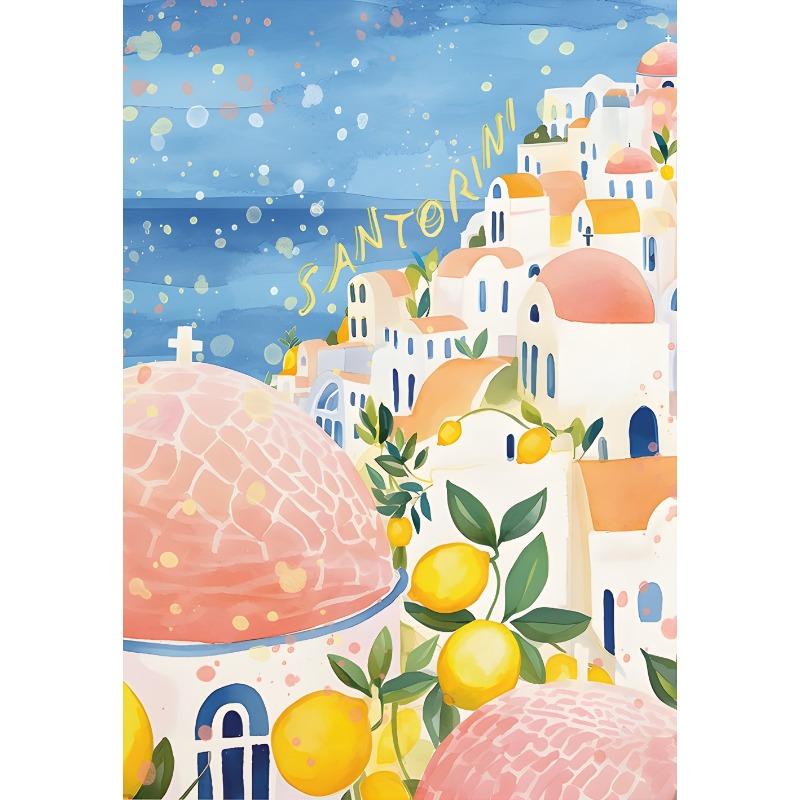 Постер и принт La Dolce Vita Ретро Спритц Коктейль Холст Живопись Италия Амальфитанское побережье Путешествия Настенное искусство Спальня Домашний декор