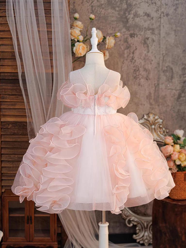 Девочкино платье-принцесса с рюшами из сетки - Нарядное для праздника и выступления на пианино