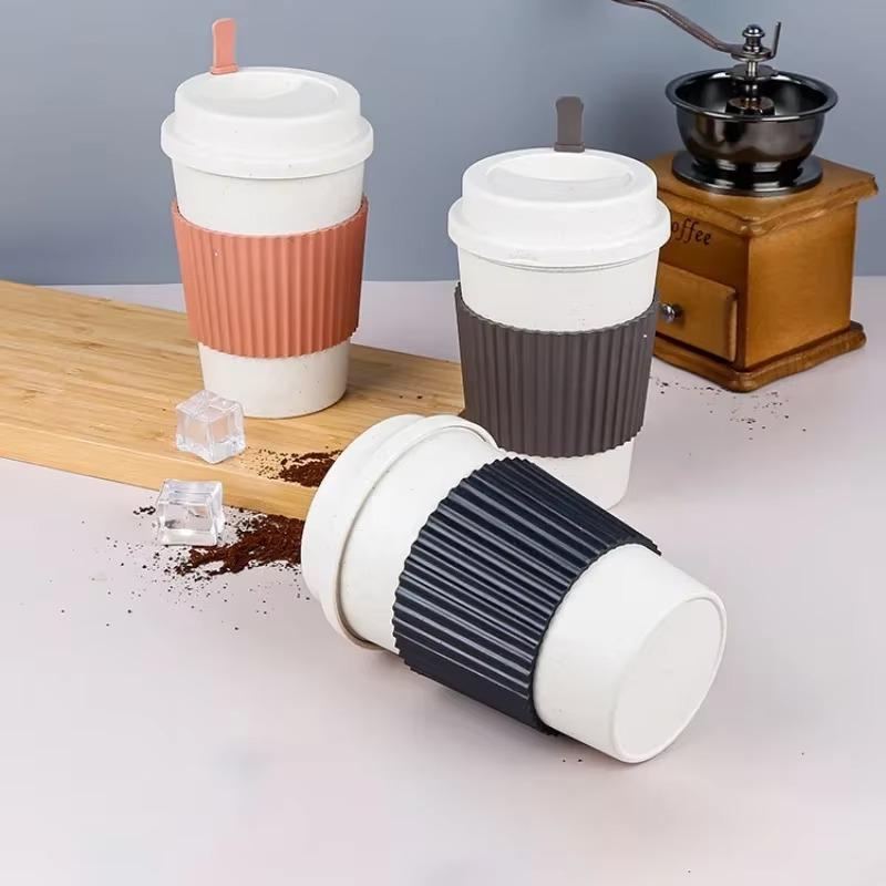 1/2/4 шт. Утолщенная кофейная чашка с крышкой, чашка с соломинкой для кофе, простая чашка для молока из пшеничной соломы, утолщенная матросская чашка, подходит для друзей