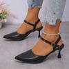 Fashion Plus Size 2025 Fashion Buckle Strap Women's Slingbacks High Heels Pointed Toe Thin Heels Pumps for New Dress & Career Sandals