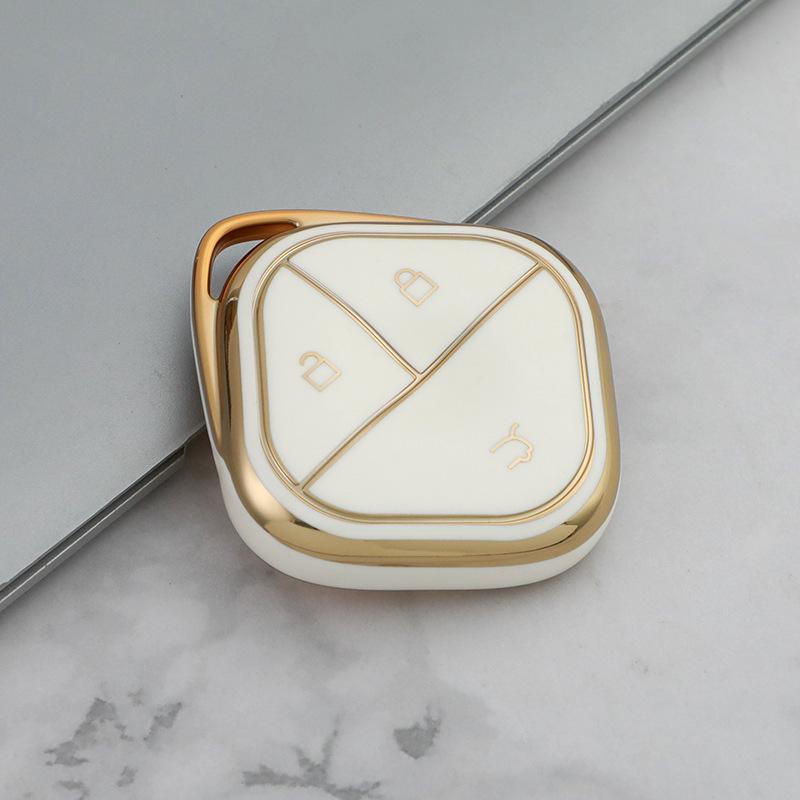 2023 Wuling Bingo Key Cover, TPU Soft Rubber with Gold Edge, Clear Sky Design for New Energy Vehicles