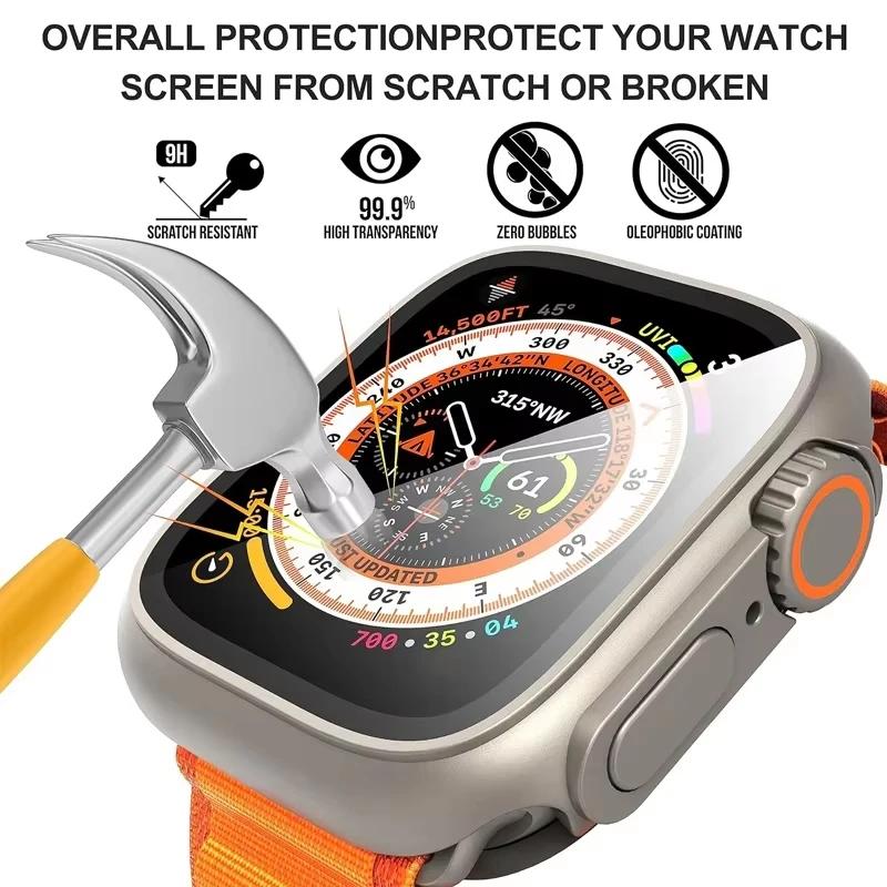 Стекло+Чехол для Apple Watch 11 10 46мм 42мм 9 8 7 45мм 41мм Защита экрана Сменная Ultra 3/2/1 Бампер Чехол iWatch 6 5 4 SE 44мм