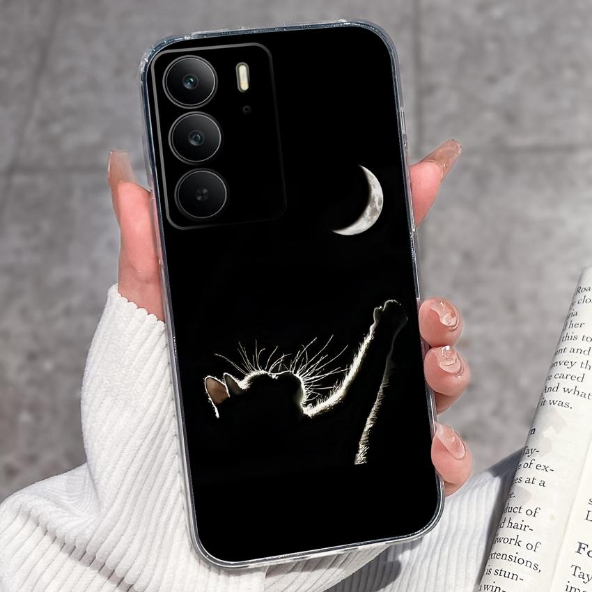 Для Oppo Realme C75 C75x C71 C67 C63 C55 C35 C33 C21Y C20 C15 Прозрачные чехлы для телефона Очаровательные кошачьи узоры Защитная пленка Пылезащитный чехол Для корпуса Oppo