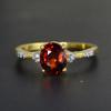 14k Yellow Gold Ring, Natural Spessartite Garnet 1.78Ct Ring, Diamond Ring Size US 6.5, Cocktail Ring