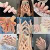 24PCS/SET Quick Nails Aurora Diamond Manicure Cute Blush Cat’s Eye False Nails Waterproof Wearable Finished Nail Stickers
