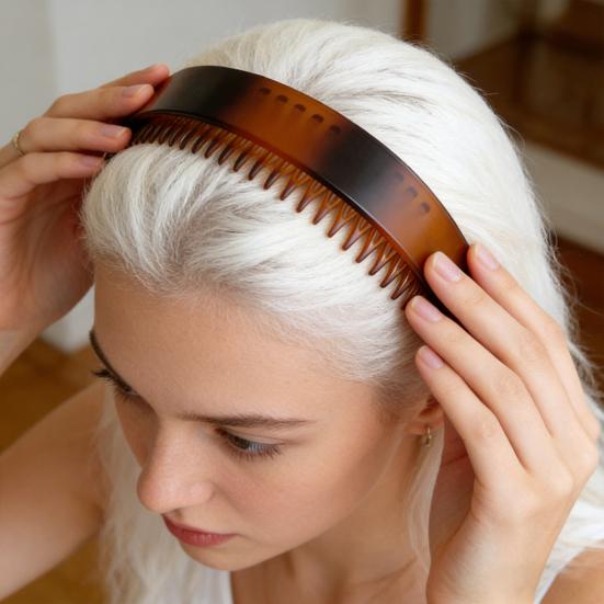 Ободок для волос Extra Wide Thick Headband с нескользящими зубьями в винтажном стиле, прочно держащийся, офисный аксессуар для волос