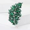 Fashion Creative Diamond Leaf Brooch, Temperament Trendy Women'S Anti-Light Silk Scarf Buckle Jewelry Pin