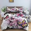 Butterfly Duvet Cover King Queen Size Animal Floral Bedding Set For Teens Adults Beautiful Flower 2/3pcs Polyester Quilt Cover
