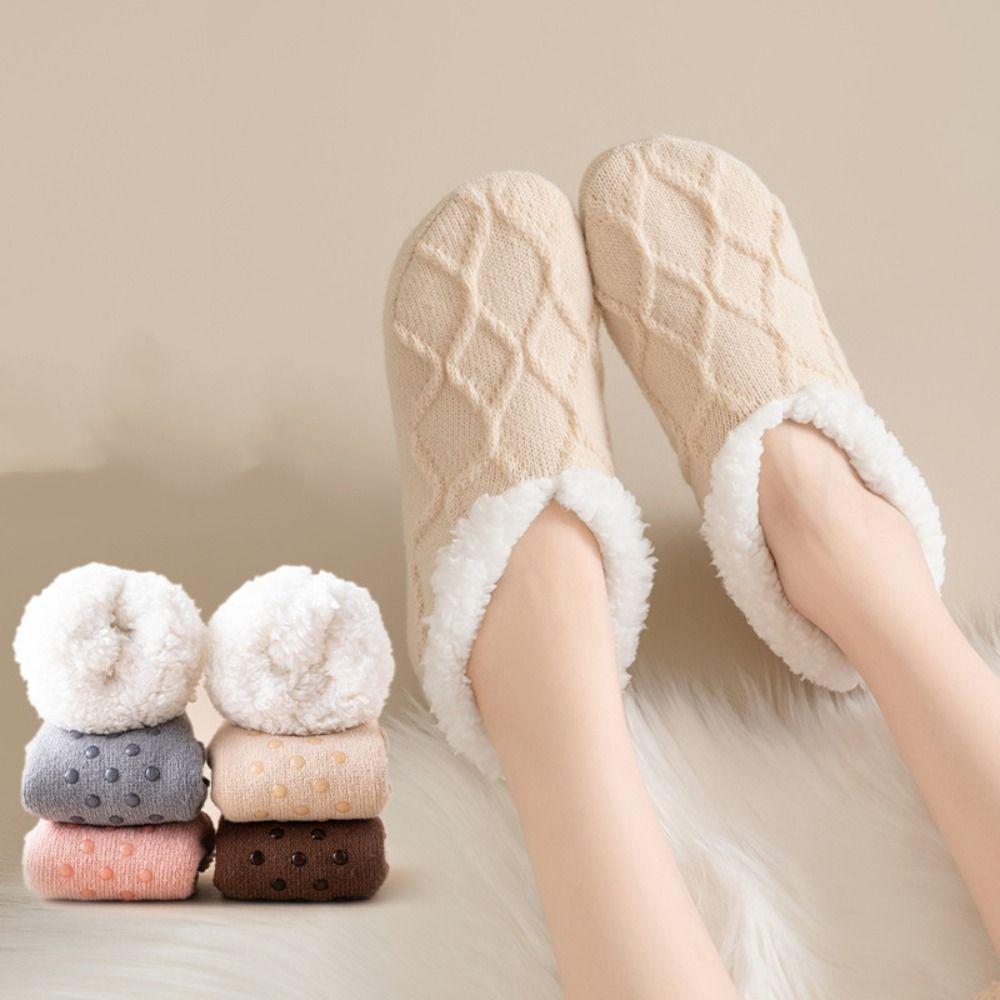 Silica Gel Fleece Socks Women Patchwork Sleeping Socks Fashion Thicken Velvet Socks  Women
