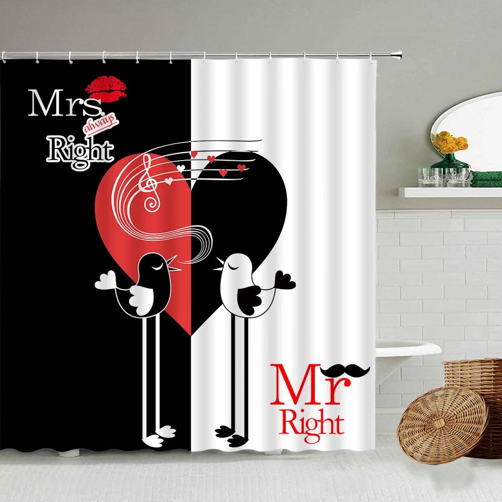 Cartoon Hand-Painted Animal Shower Curtain, Cat, Bird, Rabbit, Plant, Flower, Child Bathroom Decor With Hook