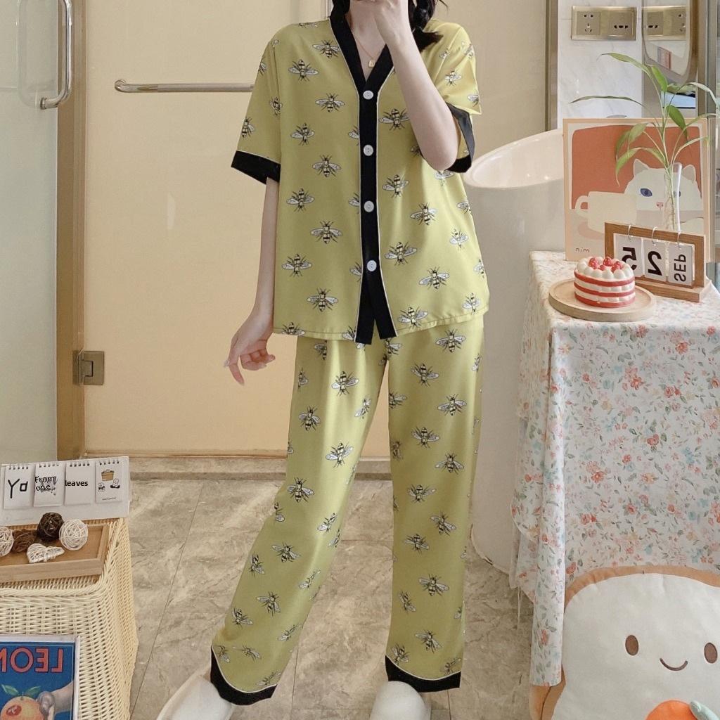 «Женский пижамный комплект с V-образным вырезом и короткими рукавами — хлопок, одежда для дома и отдыха»