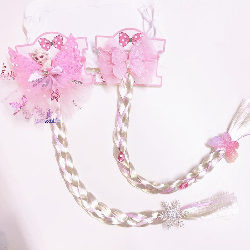 Детский милый парик-хвост с косичкой из сетки, украшенный морской звездой, жемчугом и бантом