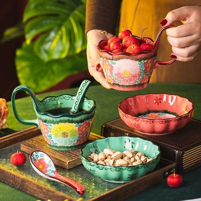 Суповые миски с ручками, 3 шт. керамические тарелки и миски с чашкой, ложкой, тарелкой для супа и сэндвича, кружка из польской керамики для завтрака, перекусов, десерта