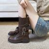 Ретро британские ботинки Мартин женские ранняя осень новые толстый каблук пряжка ремня ботинки локомотивные ботинки универсальные платформа рыцарские ботинки