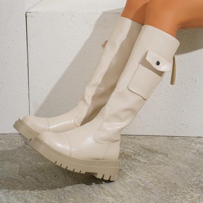 Зимние новые однотонные модные ботинки с круглым носком и квадратным носком, повседневные удобные модные ботинки большого размера для женщин