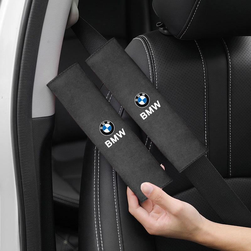 BBJC8 Luxury Suede Car Seat Belt Shoulder Cover Protector Pad Interior For BMW X1 X2 X3 X5 X4 X6 X7 G30 G20 G32 G11 G12 F40 F30 F20