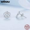 WOSTU 925 Sterling Silver Celtic Knot Stud Earrings for Women Hollow Studs Punk Accessories love Party Ring Jewelry Wedding Gift