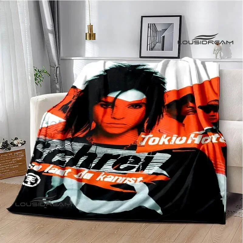 Плед с принтом рок-группы Tokio Hotel Плед для пикника Фланец Теплый плед Домашние и дорожные пледы Постельные принадлежности Подарок на день рождения