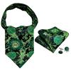 Barry.Wang Mens Ascot with Brooch Floral Jacquard Silk Cravat Tie Hanky Cufflinks Set
