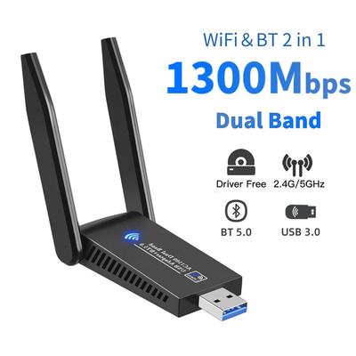 1300M двухдиапазонный USB 3.0 Wi-Fi адаптер Bluetooth 5.0 Dongle Приемник-передатчик 2,4 ГГц/5 ГГц 802.11b/n/g/ac Беспроводная сетевая карта для ПК/ноутбука