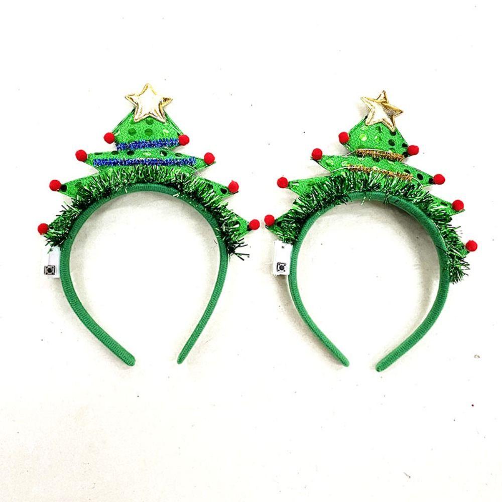 Светящийся обруч для волос лося с рогами, повязка на голову, рождественское украшение, светящаяся повязка на голову для девочек