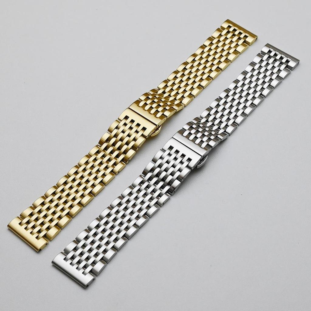 Ремешок для часов из нержавеющей стали с изогнутым концом, 18 мм, 19 мм, 20 мм, 21 мм, 22 мм, сменный ремешок, застежка-бабочка, ремешок для часов, браслет, серебро, золото