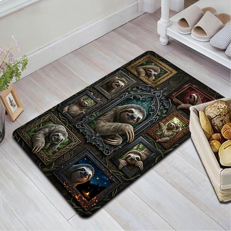 Sloth Portraits Pattern Rug Floor Mat for Living Room or Bedroom Soft and Comfortable Carpet a Gift for Birthday and Holiday.