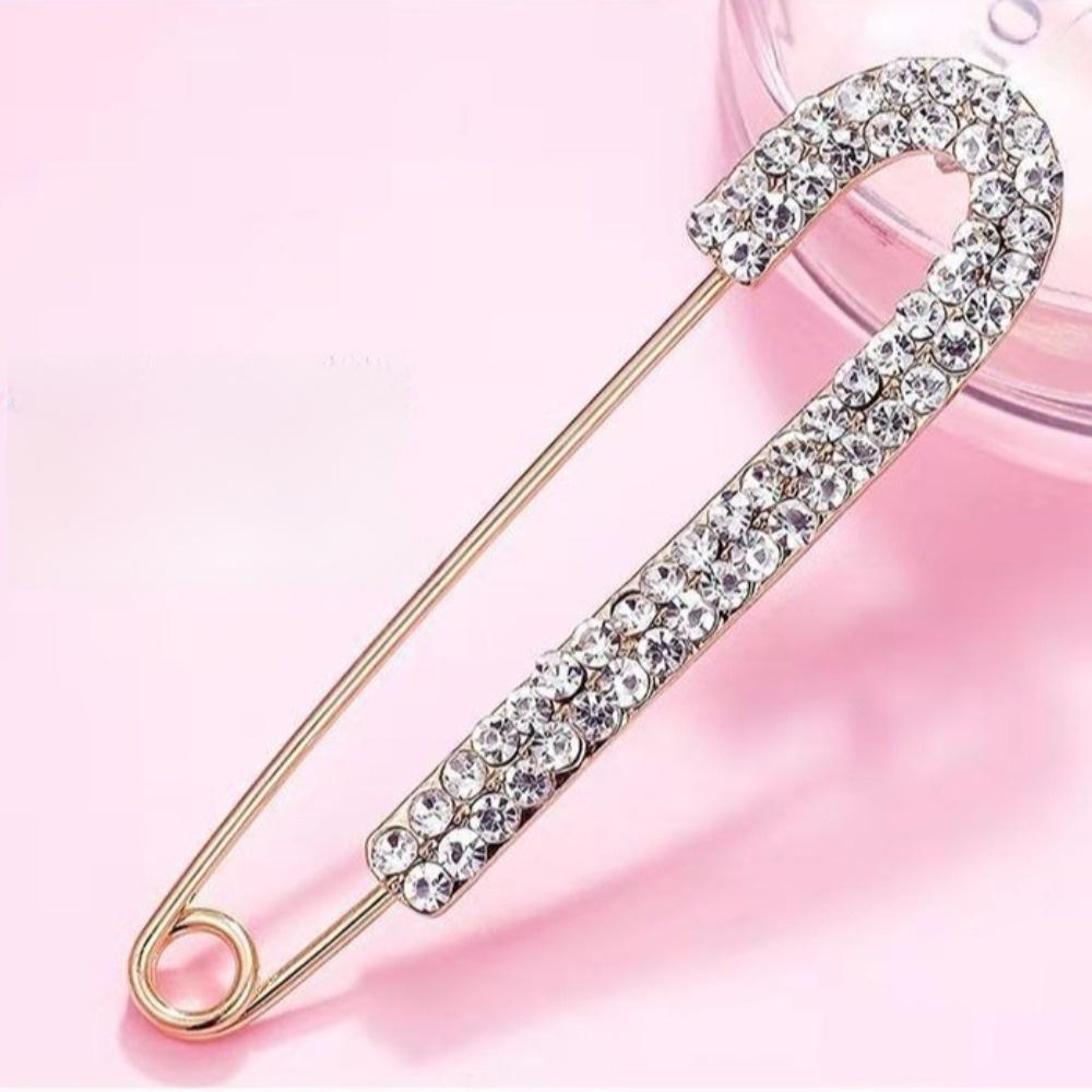 Large Safety Pin Metal Pin Crytal Clips Fashion Rhinestones Brooches  Scarf
