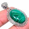 Natural Malachite Gemstone Handmade 925 Solid Sterling Silver Pendant 1.77" s9T45