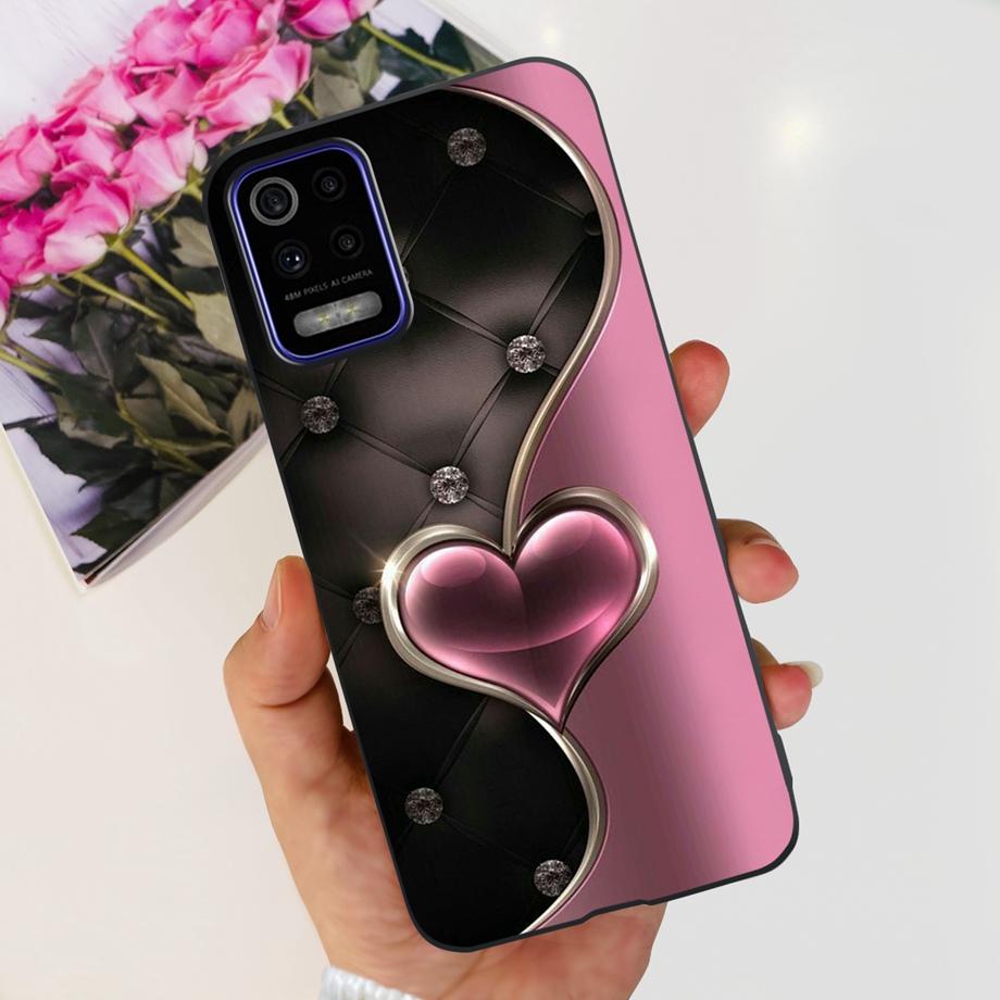 For LG K52 K42 K62 2020 Phone Case Back Cover Black Matte Soft TPU Silicone Bumper Shell For LG Q52 Q62 LGK52 K 62 Butterfly Bag