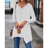 European and American Spring Autumn New Solid Color Pullover Knit Sweater Fashionable Casual Asymmetric Base Shirt Top for Women