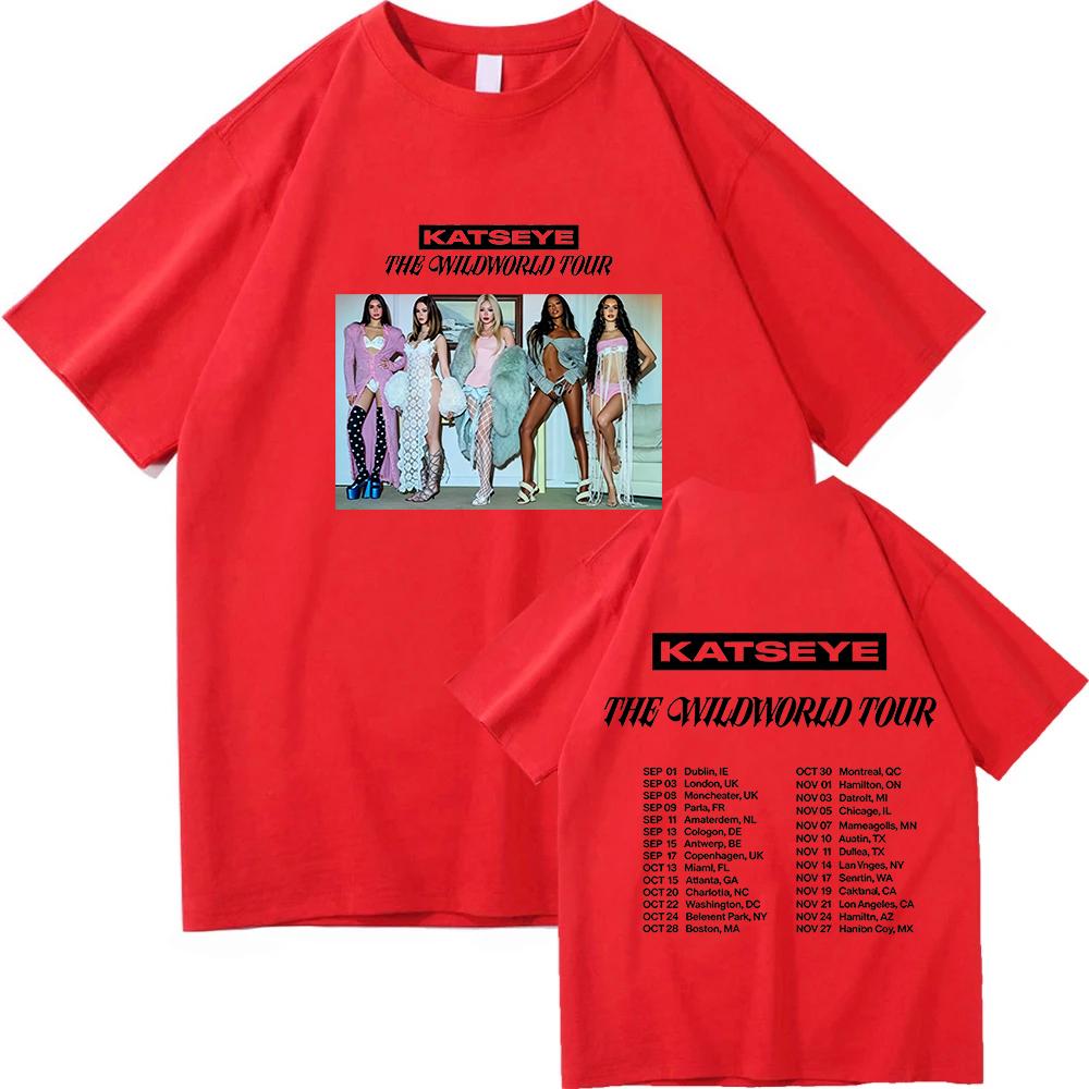 Katseye The Wildworld Tour 2026 Tshirt Cotton Short Sleeve Loose Female Tshirts Casual Summer Design Graphic Merch Tees Unisex
