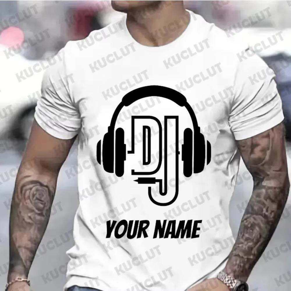 Personalised Name Dj T Shirt Custom Name Logo Shirt for DJ's Clothes Custom Personalized Gift for Men Music Gift Dj DIY T-shirts