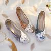 [Floating Cloud] 2024 Spring Chinese Style Pointed Cheongsam Dance Shoes - Retro Print Old Beijing Cloth Women's Shoes