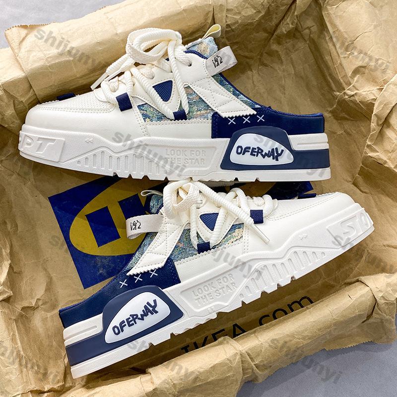 Мода 2024 года, новые мужские полутапочки, слипоны, мужская повседневная обувь, дышащие кроссовки на платформе, удобные уличные тапочки Zapatos Hombre