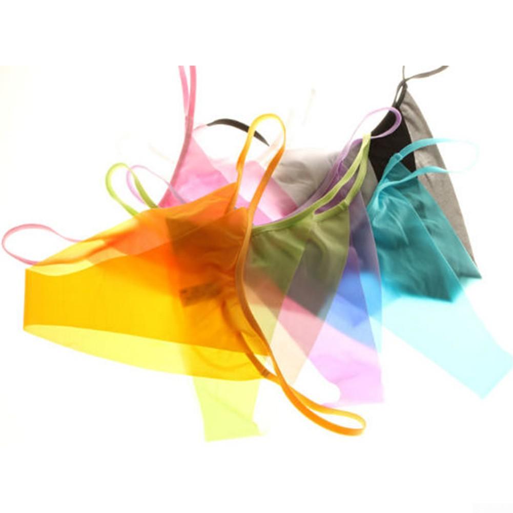 Мужское сексуальное нижнее белье из ледяного шелка, трусы-стринги с низкой посадкой, нижнее белье-стринги