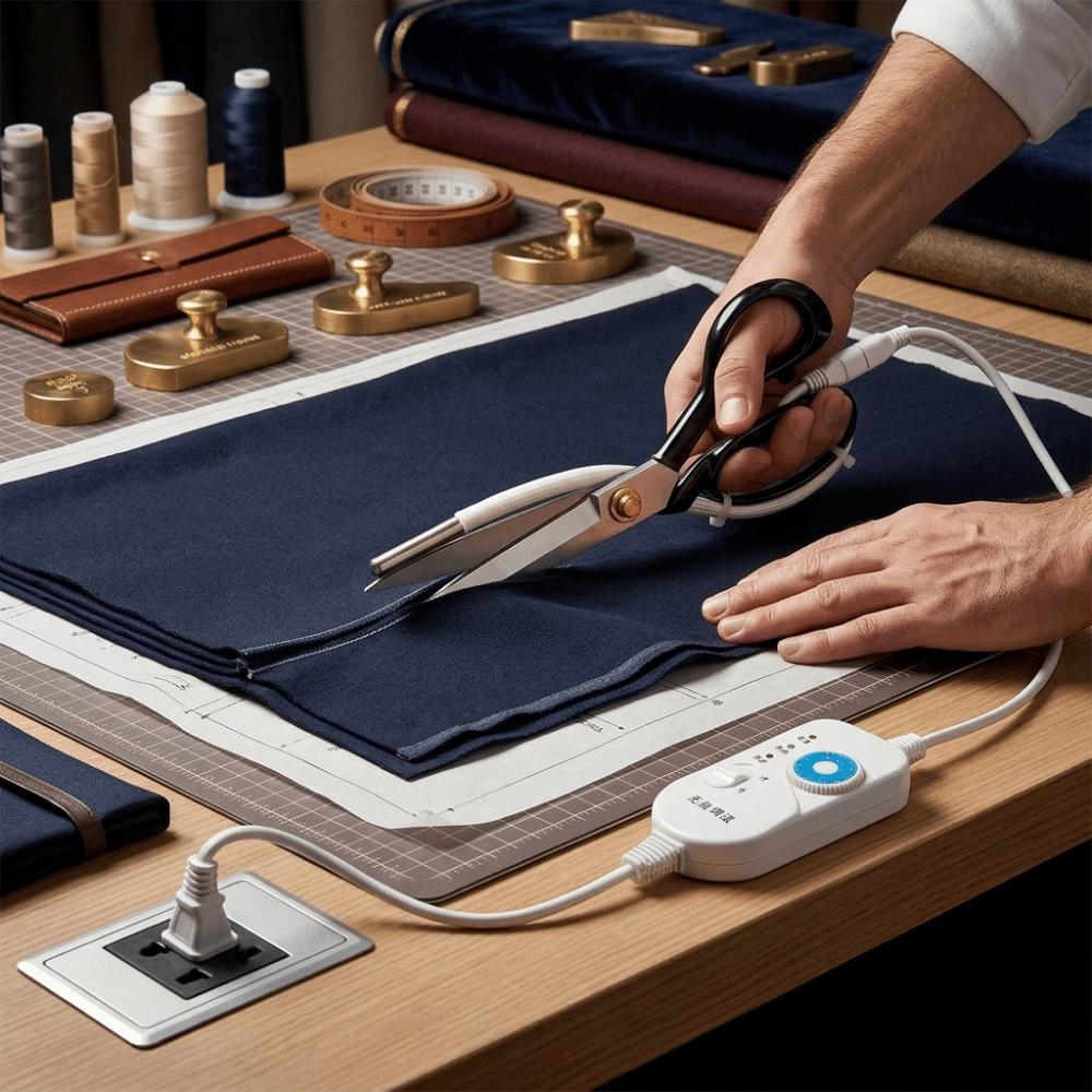 Built-In Heating Tube Hot Cutter Temperature Adjustable Fabric Scissors  Fabric Cutting