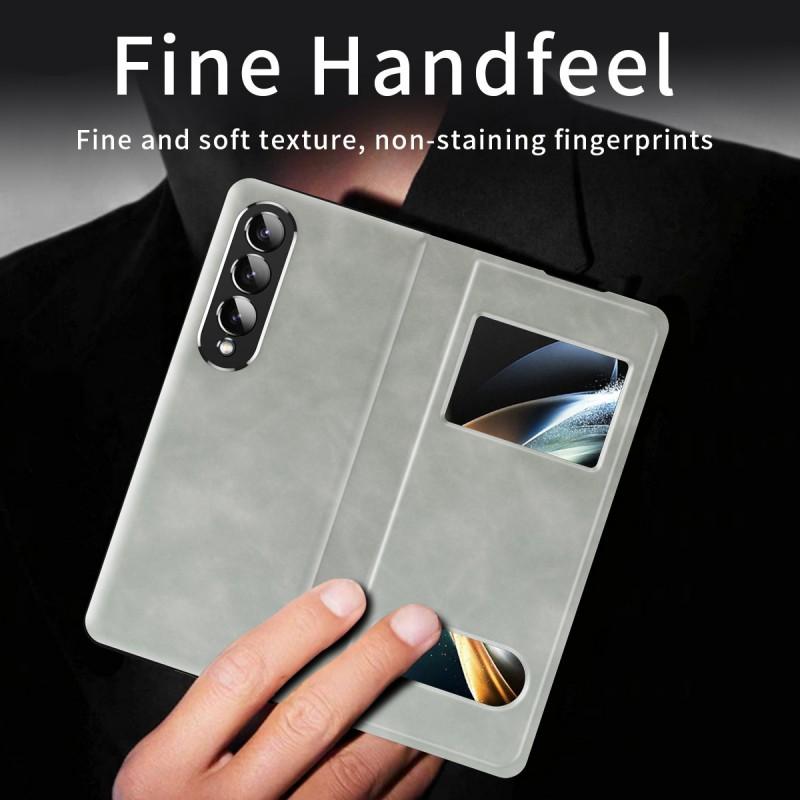 Premium PU Leather Flip Case With Side Window Galaxy Z Fold8 Fold7 Fold6 Fold5 Shockproof Stand Magnetic