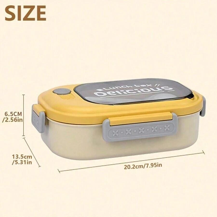 Портативный ланч-бокс с откидной крышкой и вилкой, пластиковый герметичный контейнер для еды большой вместимости для школы, кемпинга, пикника, офисного обеда