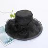 Summer organza mesh top hat fashion hat women's flower beach sun hat big edge face covering sun hat