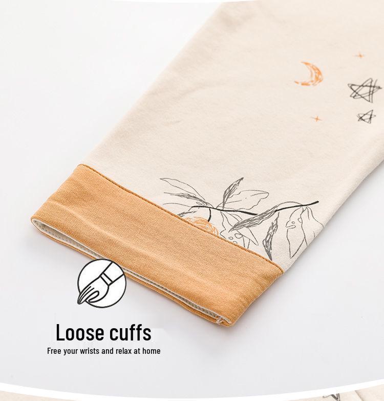 Женский комплект пижамы большого размера из хлопка - Кардиган с длинным рукавом, Двухпредметный, Идеально подходит для осени/весны