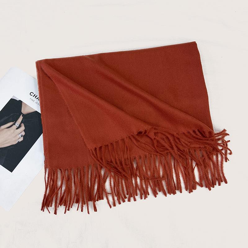 Autumn and Winter New Solid Color Scarf Imitation Cashmere Scarf Women's Warm Shawl Scarf
