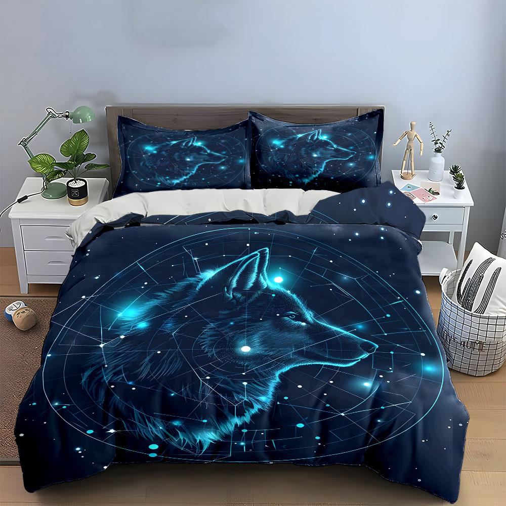 Cosmic-Themed Wolf Art Trio Set Exquisite three-piece bedding set gift for kids and adults