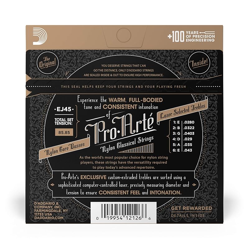 Струны для классической гитары D'Addario Pro-Arte Silver/Clear Normal EJ45 [Оригинальный продукт для внутреннего рынка]