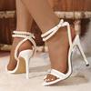 Модные Горячие Продажи 2025 Новые Модные Сандалии для Женщин с Открытым Носком, Ремешком-Шнурком и Пряжкой, Сексуальные Тонкие Высокие Каблуки, Перекрестно-Завязывающиеся на Лодыжке Женские Туфли
