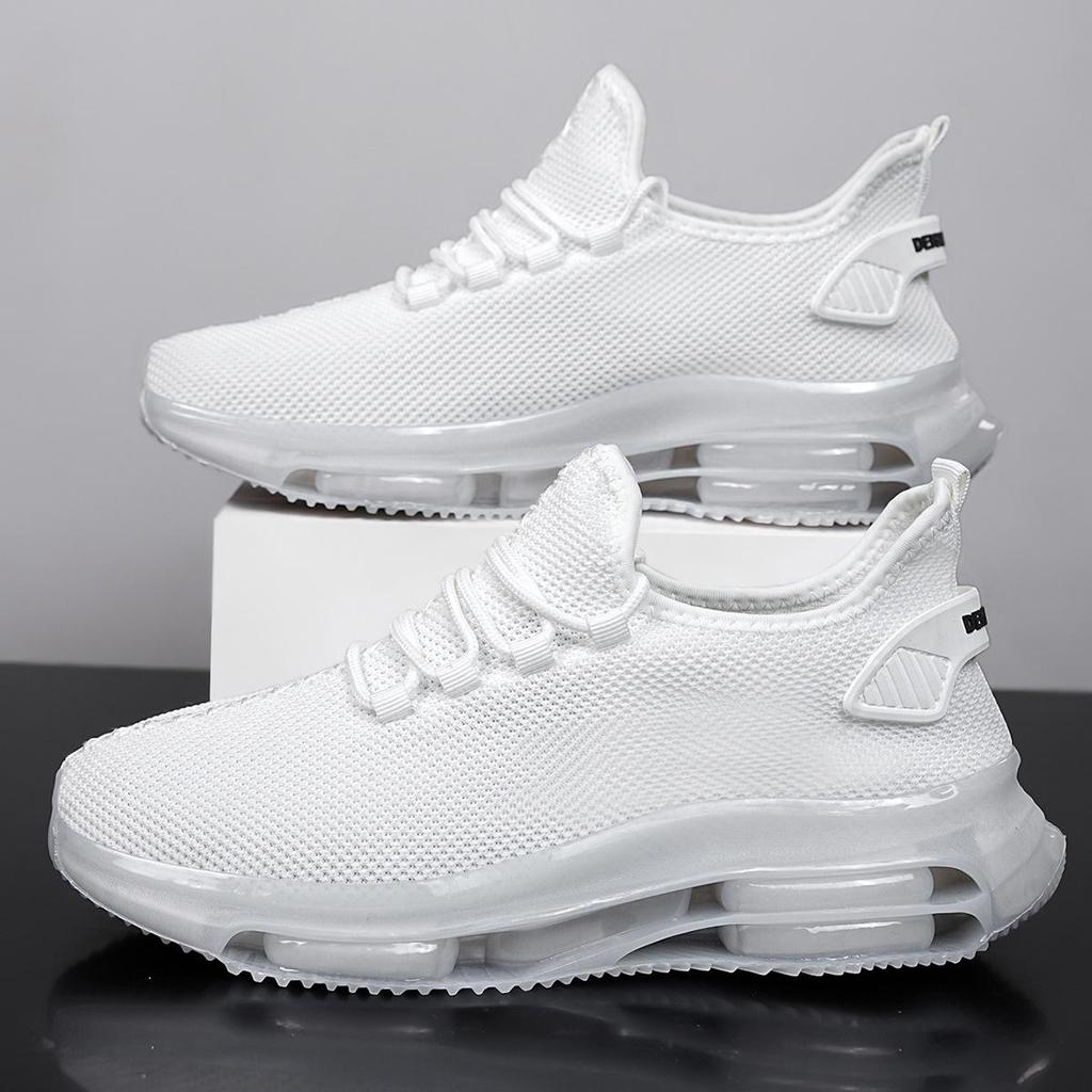 Мужские кроссовки больших размеров 2025 Flyknit из сетки белого цвета для лета и осени