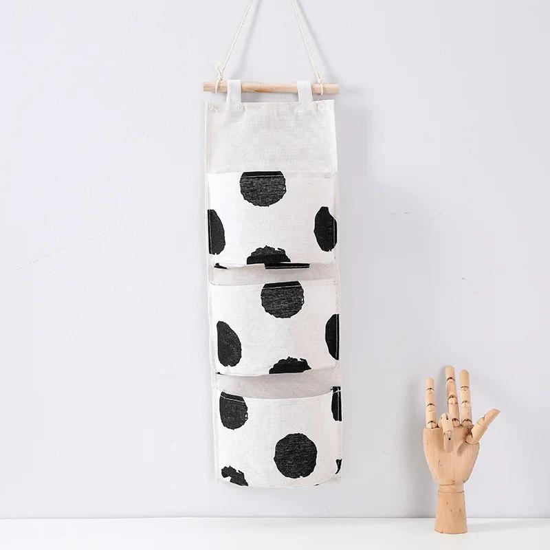 3 Pockets Cute Wall Mounted Storage Bag Closet Organizer Clothes Hanging Storage Bag Children Room Pouch Home Decor