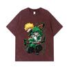 Стиранные футболки 275 г/м² 100% Хлопок My Hero Academia V21 Принт Унисекс Футболка из плотного хлопка
