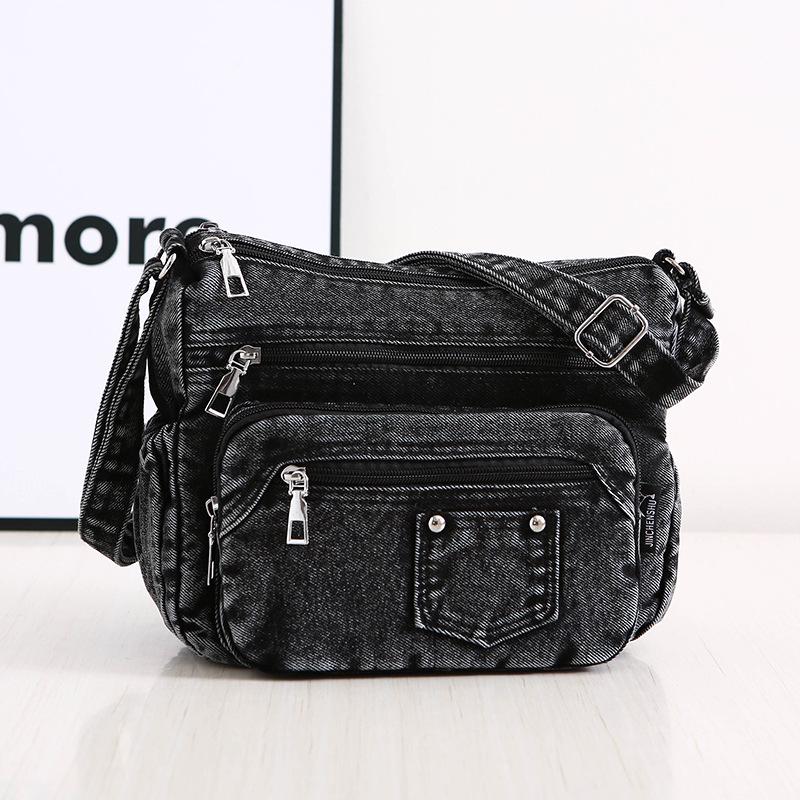 Women's Versatile Crossbody Bag: Multi-pocket Casual Denim for Commuting