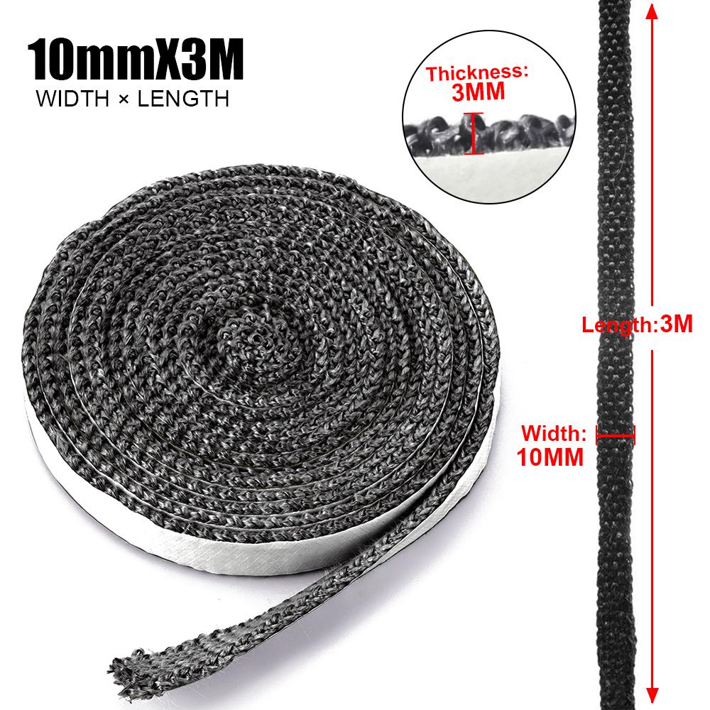 10/15 мм Уплотнительная веревка для камина Дверца дровяной печи Самоклеящийся уплотнительный шнур из стекловолокна Замена 2 м Черная уплотнительная лента
